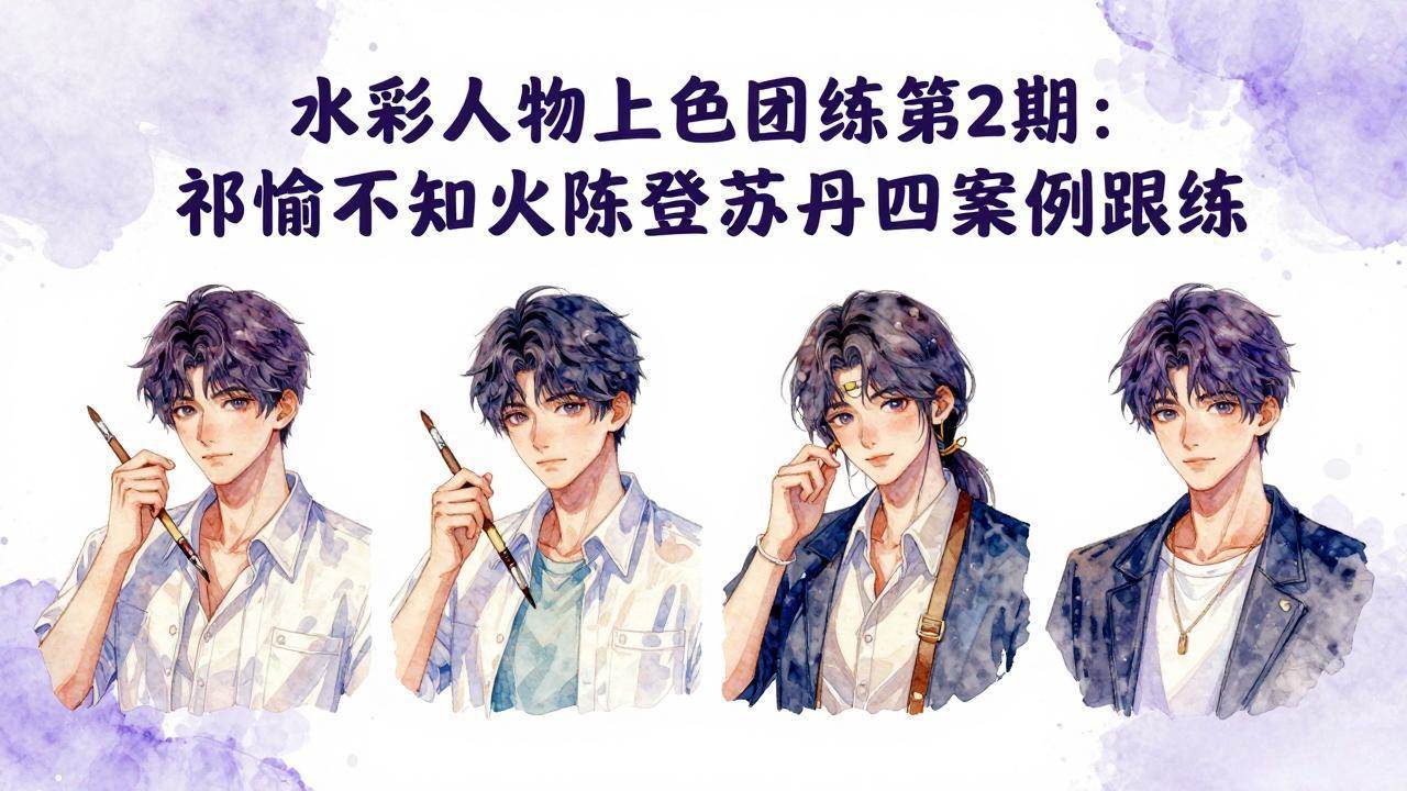 （17954期）水彩人物上色团练第2期：祁煜不知火陈登苏丹四案例跟练，手把手提升绘画能力-千城资源网