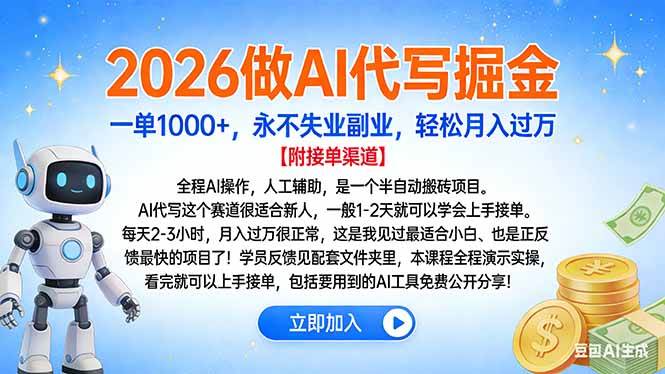 （16924期）2026做AI代写掘金，一单1000+，永不失业副业，轻松月入过万-千城资源网