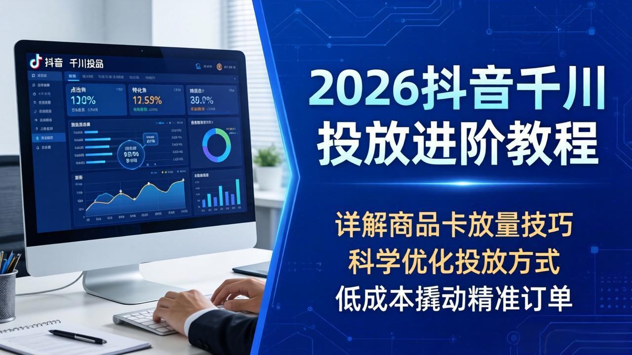 2026抖音千川投放进阶教程，详解商品卡放量技巧，科学优化投放方式，低成本撬动精准订单-千城资源网