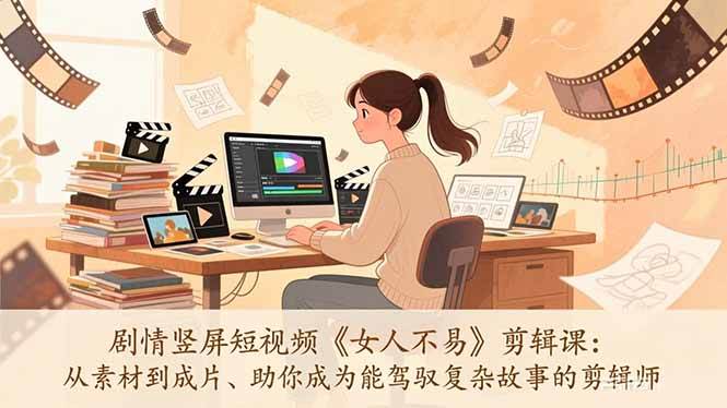 （17305期）剧情竖屏短视频《女人不易》剪辑课：从素材到成片、助你成为能驾驭复杂故事的剪辑师-千城资源网