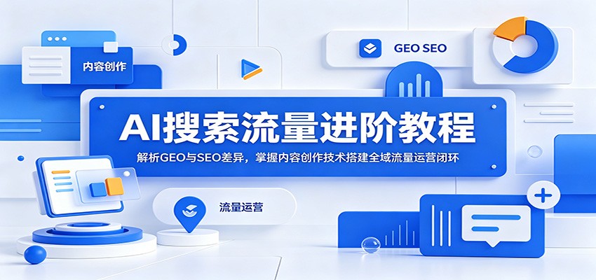 AI搜索流量进阶教程：解析GEO与SEO差异，掌握内容创作技术搭建全域流量运营闭环-千城资源网