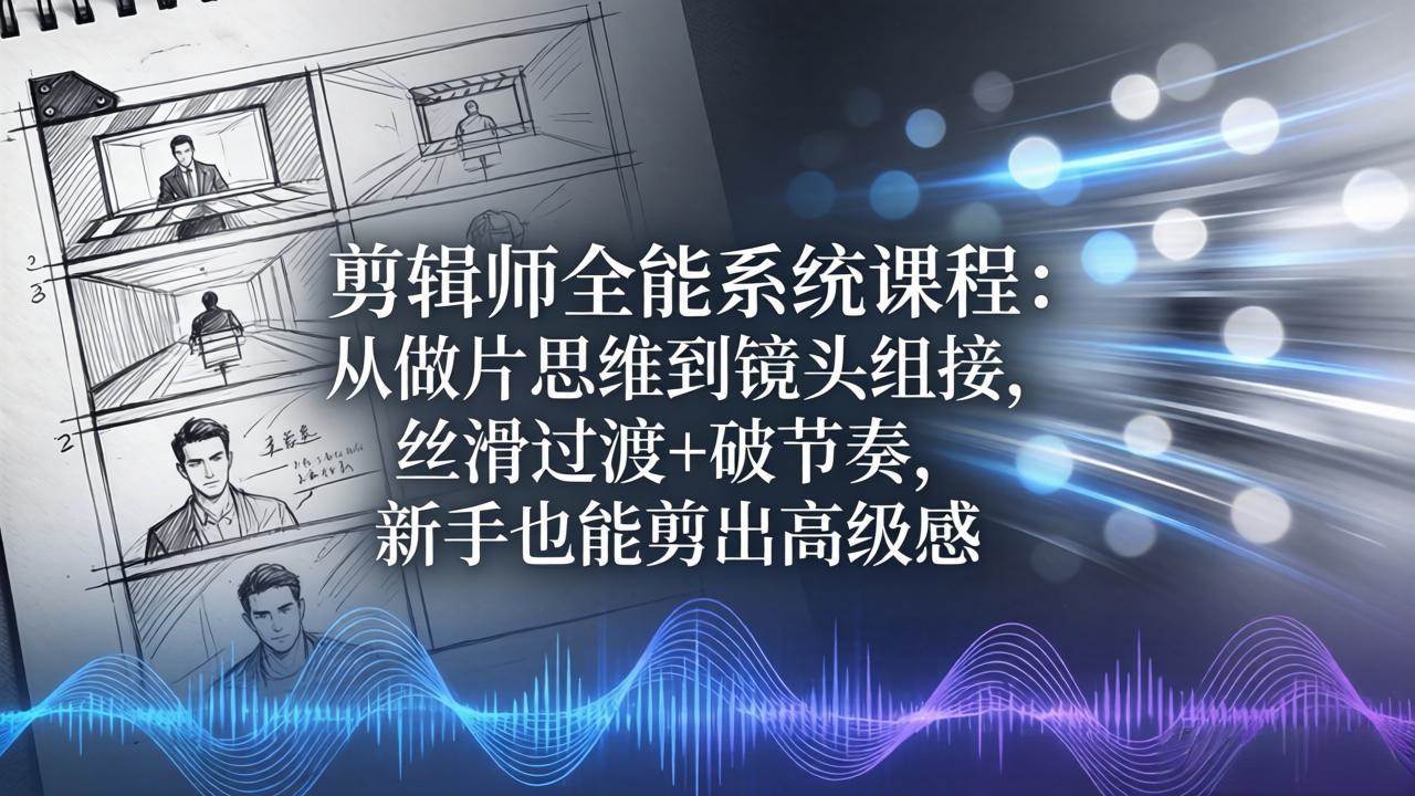 （18260期）剪辑师全能系统课程：从做片思维到镜头组接，丝滑过渡+破节奏，新手也能剪出高级感-千城资源网