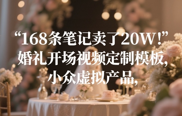 168条笔记卖了20W！婚礼开场视频定制模板，小众虚拟产品-千城资源网