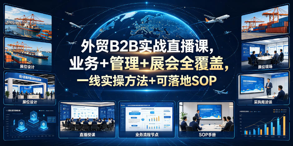 外贸B2B实战直播课，业务+管理+展会全覆盖，一线实操方法+可落地SOP-千城资源网