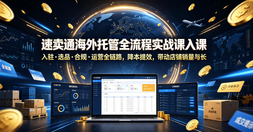 速卖通海外托管全流程实战课入驻・选品・合规・运营全链路，降本提效，带动店铺销量与收益增长-千城资源网