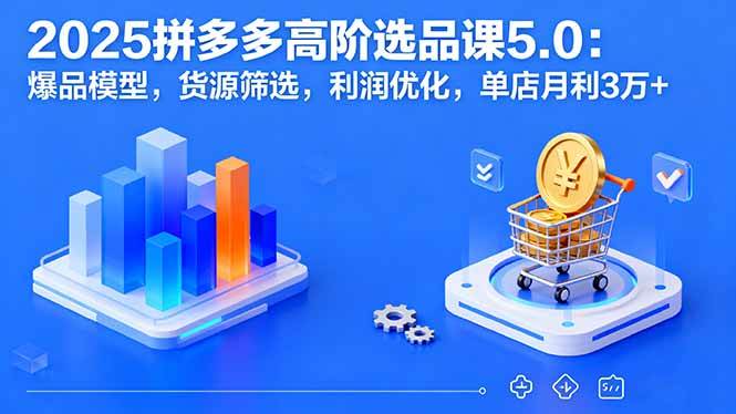 （16019期）2025拼多多高阶选品课5.0：爆品模型，货源筛选，利润优化，单店月利3万+-千城资源网