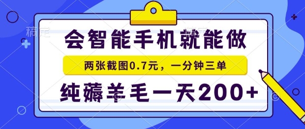 2025年零撸手机项目，二十秒一单，纯薅羊毛，一天200+做就有【揭秘】-千城资源网