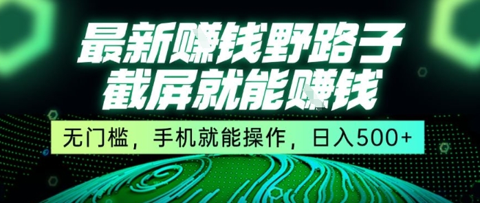最新野路子截屏就能挣钱，无门槛，手机就能操作，日入5张【揭秘】-千城资源网