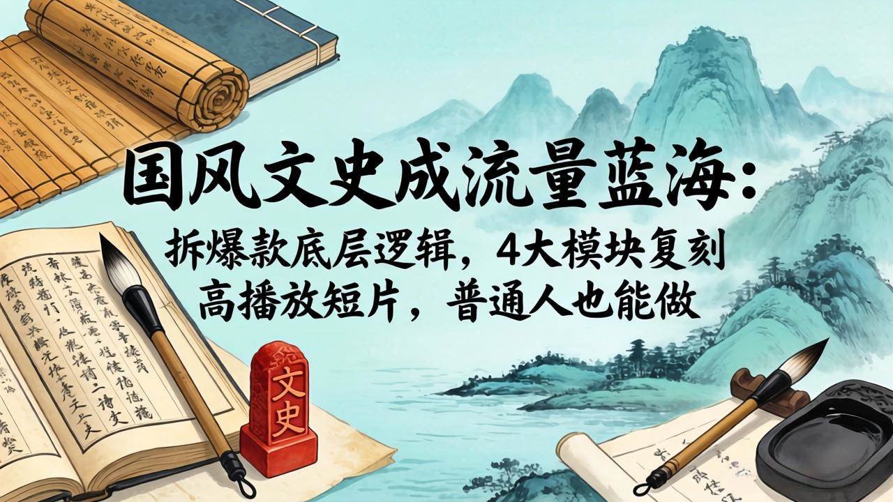 （18227期）国风文史成流量蓝海：拆爆款底层逻辑，4大模块复刻高播放短片，普通人也能做-千城资源网