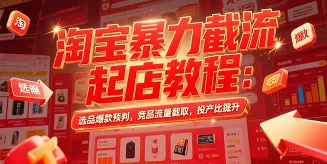 （15468期）淘宝暴力截流起店教程：选品爆款预判，竞品流量截取，投产比提升-千城资源网