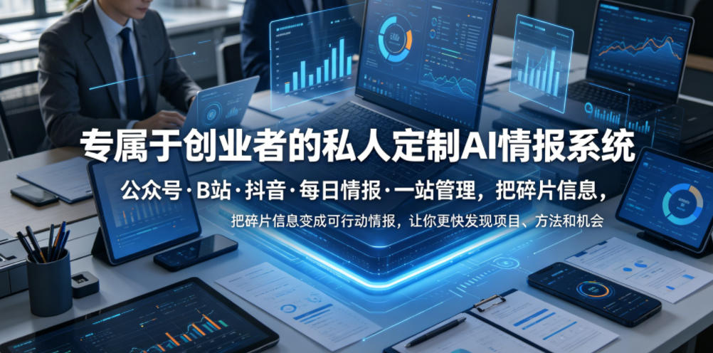 专属于创业者的私人定制AI情报系统，公众号·B站·抖音·每日情报·一站管理，把碎片信息变成可行动情报，让你更快发现项目、方法和机会-千城资源网