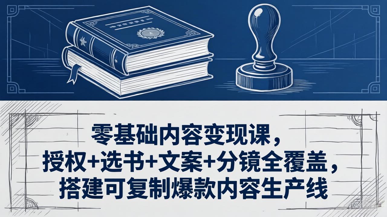 零基础内容变现课，授权+选书+文案+分镜全覆盖，搭建可复制爆款内容生产线-千城资源网