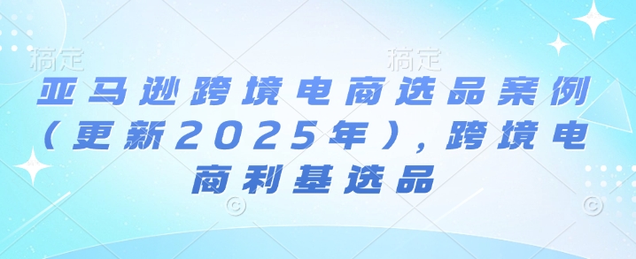 亚马逊跨境电商选品案例(更新2025年7月)，跨境电商利基选品-千城资源网