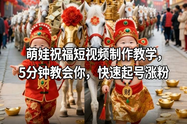 萌娃祝福短视频制作教学，5分钟教会你，快速起号涨粉-千城资源网