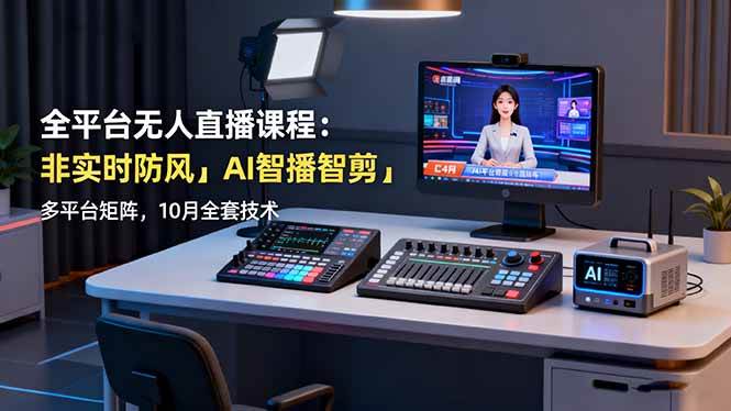 （16279期）全平台无人直播课程：非实时防风＋AI智播智剪＋多平台矩阵，10月全套技术-千城资源网