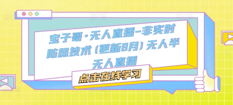 宝子哥·无人直播-非实时防风技术(更新25年7月)无人半无人直播-千城资源网