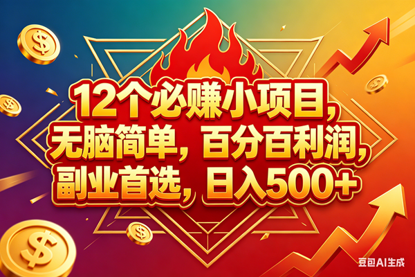 （18272期）12个必赚钱的小项目，百分百赚米，无脑简单，副业首选，日入600+-千城资源网
