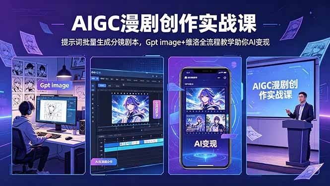 （18482期）AIGC漫剧创作实战课-更新5月16，提示词批量生成分镜剧本，Gpt image+维洛全流程教学助你AI变现-千城资源网