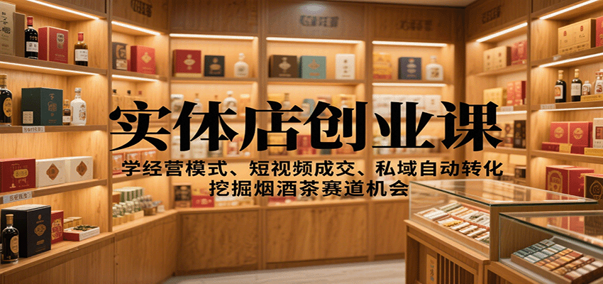 实体店创业课：学经营模式、短视频成交、私域自动转化，挖掘烟酒茶赛道机会-千城资源网