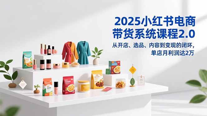（16880期）2025小红书电商带货系统课程2.0，从开店、选品、内容到变现的闭环，单店月利润达2万-千城资源网