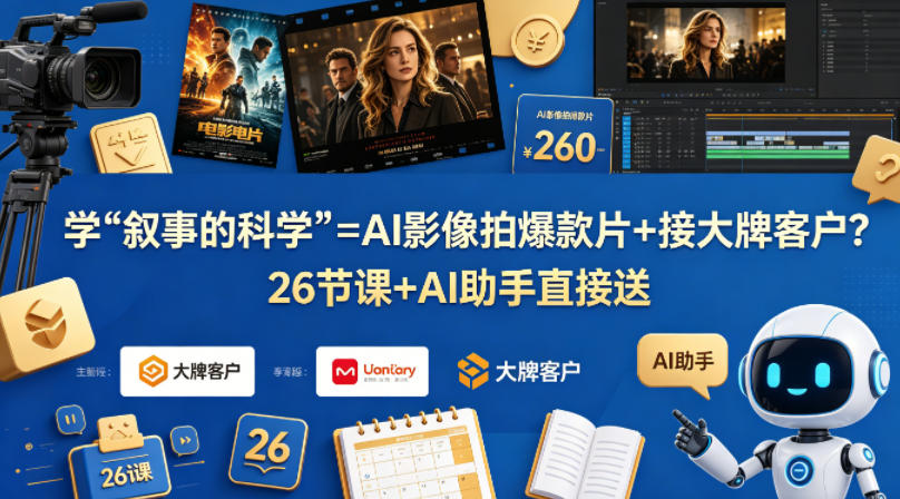 学《叙事的科学》=AI影像拍爆款片+接大牌客户？26节课+AI助手直接送【原创双语字幕】-千城资源网