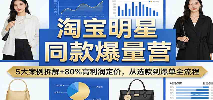 淘宝明星同款爆量营：5大案例拆解+80%高利润定价，从选款到爆单全流程-千城资源网