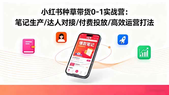 （16310期）小红书种草带货0-1实战营：笔记生产/达人对接/付费投放/高效运营打法-千城资源网