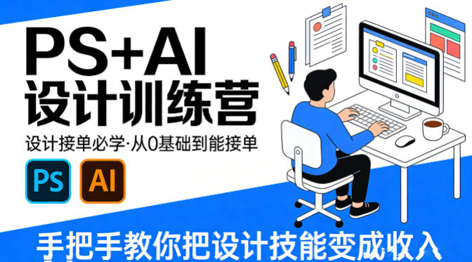 设计接单必学，PS+AI设计训练营，从0基础到能接单，手把手教你把设计技能变成收入-千城资源网