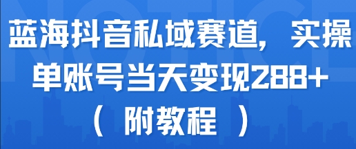 蓝海抖音私域赛道，实操单账号当天变现288+(附教程)-千城资源网
