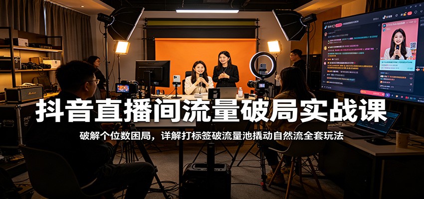 抖音直播间流量破局实战课：破解个位数困局，详解打标签破流量池撬动自然流全套玩法-千城资源网