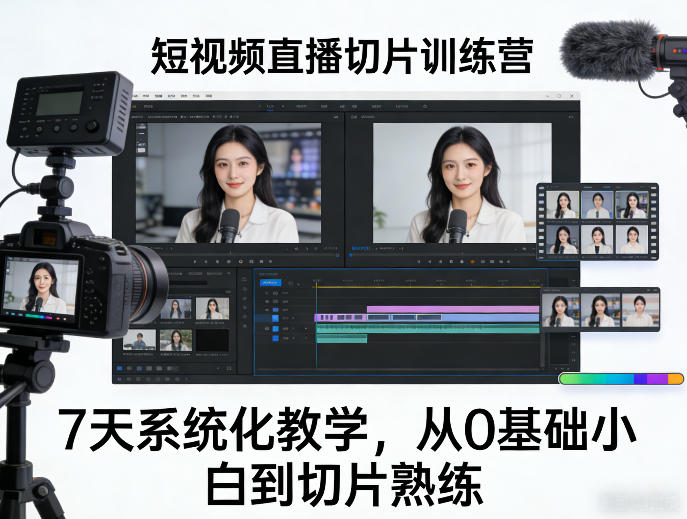 短视频直播切片训练营，7天系统化教学，从0基础小白到切片熟练-千城资源网