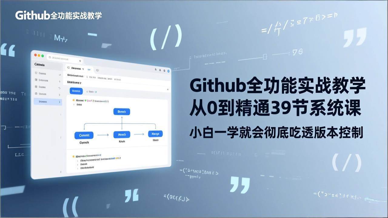 （17501期）GitHub-全功能实战教学，从0到精通39节系统课，小白一学就会彻底吃透版本控制-千城资源网