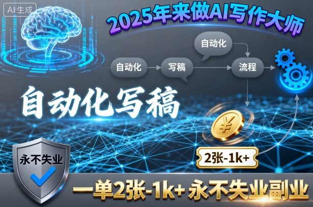 2025年来做AI写作大师，自动化写稿，一单2张-1k+，永不失业副业-千城资源网