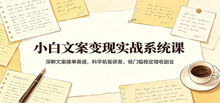 小白文案变现实战系统课：深耕文案接单赛道，科学拓客获客，低门槛稳定增收副业-千城资源网
