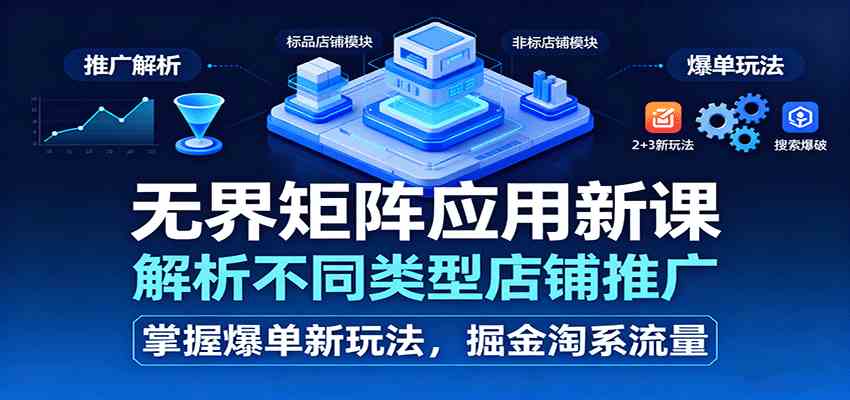 无界矩阵应用新课，解析不同类型店铺推广，掌握爆单新玩法，掘金淘系流量-千城资源网