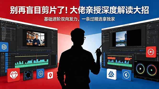 （18384期）别再盲目剪片了！大佬亲授深度解读大招，基础进阶双向发力，一条过精选拿独家-千城资源网