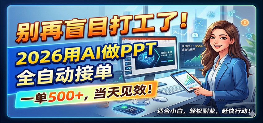 别再盲目打工了！2026用AI做PPT全自动接单，一单5张+，当天见效！-千城资源网