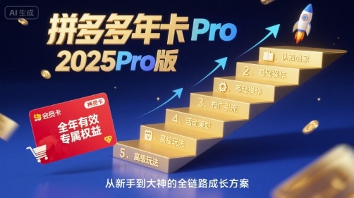 拼多多年卡2025Pro版，五大板块从认知到基础、从推广到活动、从活动到玩法-千城资源网