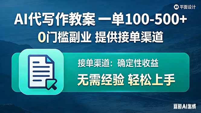 （17538期）AI代写作教案，一单100-500+，提供接单渠道，0门槛副业！-千城资源网