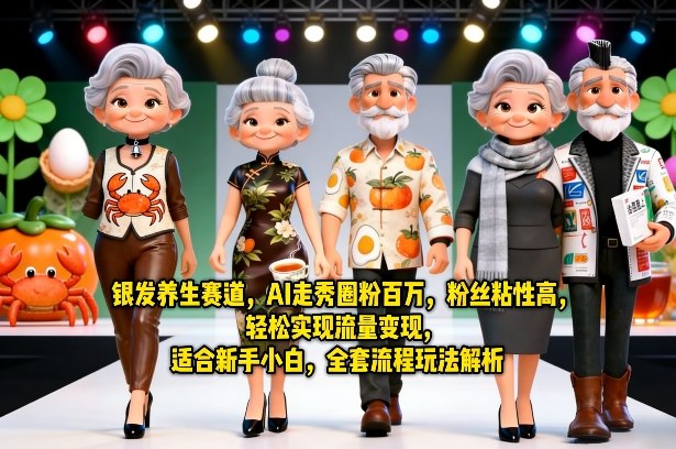 银发养生赛道，AI走秀圈粉百万，粉丝粘性高，轻松实现流量变现，适合新手小白，全套流程玩法解析-千城资源网