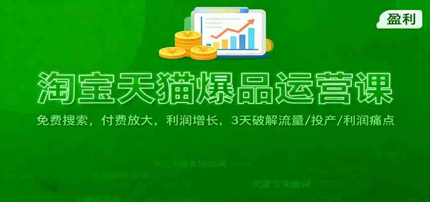 淘宝天猫爆品运营课：免费搜索，付费放大，利润增长，3 天破解流量/ 投产/利润痛点-千城资源网