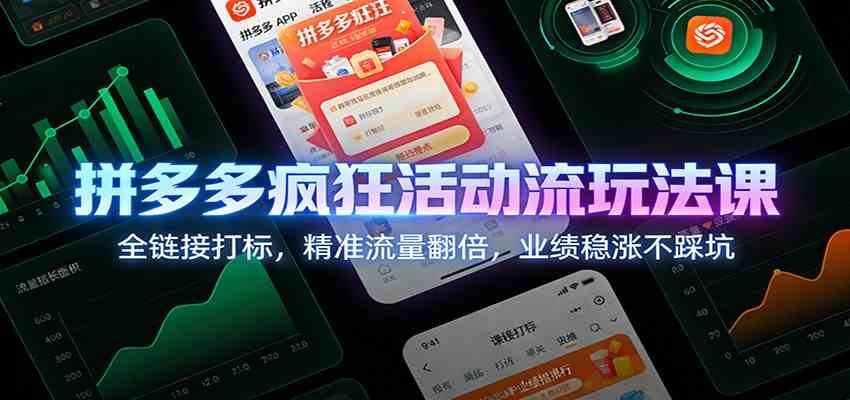 拼多多疯狂活动流玩法课：全链接打标，精准流量翻倍，业绩稳涨不踩坑-千城资源网