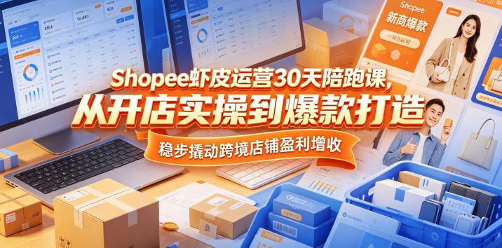 Shopee虾皮运营30天陪跑课，从开店实操到爆款打造，稳步撬动跨境店铺盈利增收-千城资源网