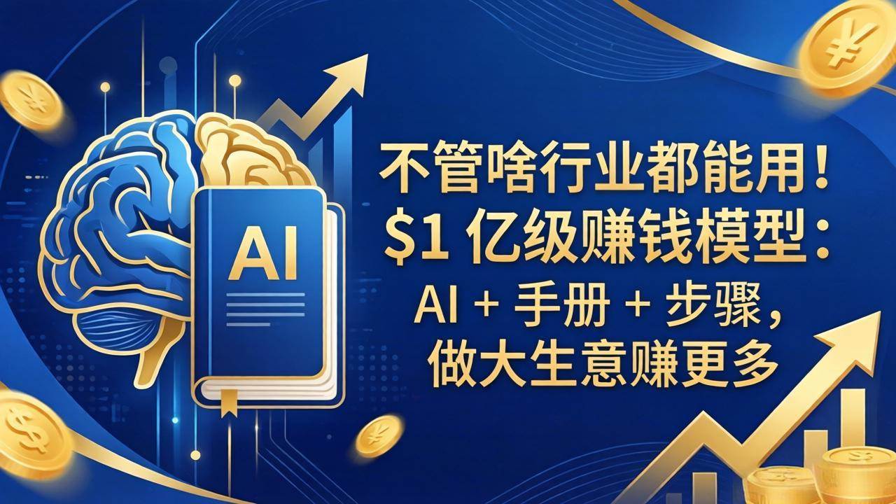 （18055期）不管啥行业都能用！$1 亿级赚钱模型：AI + 手册 + 步骤，做大生意赚更多-千城资源网