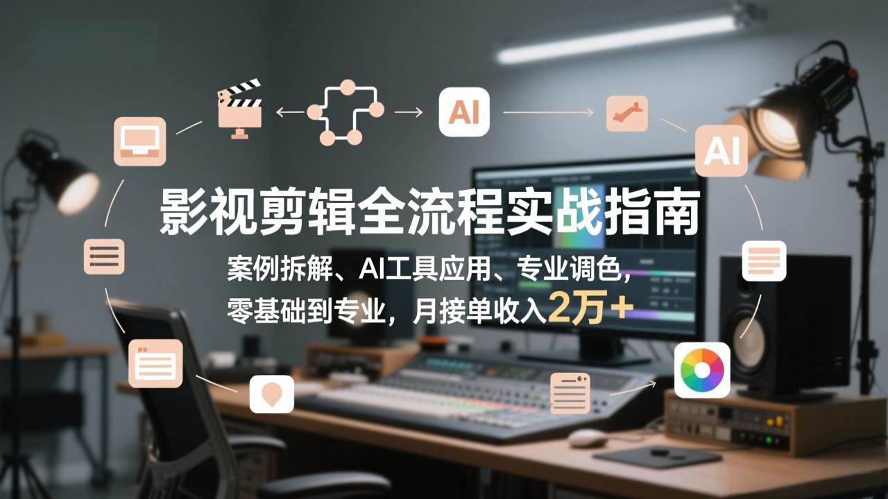（17338期）影视剪辑全流程实战指南，案例拆解、AI工具应用、专业调色，零基础到专业，月接单收入2万+-千城资源网