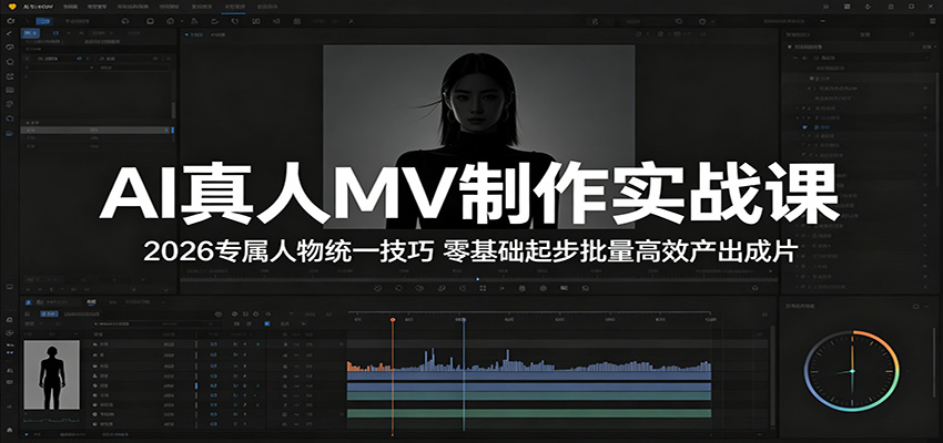 AI真人MV制作实战课：2026专属人物统一技巧，零基础起步批量高效产出成片-千城资源网