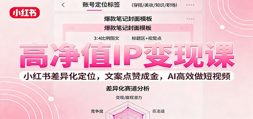 高净值IP变现课：小红书差异化定位，文案点赞成金， AI高效做短视频-千城资源网
