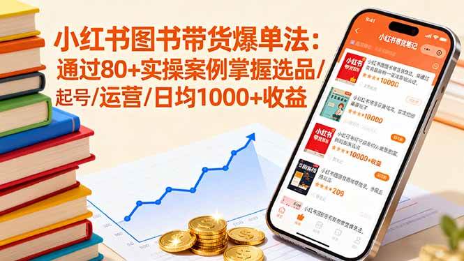 （16015期）小红书图书带货爆单法：通过80+实操案例掌握选品/起号/运营/日均1000+收益-千城资源网