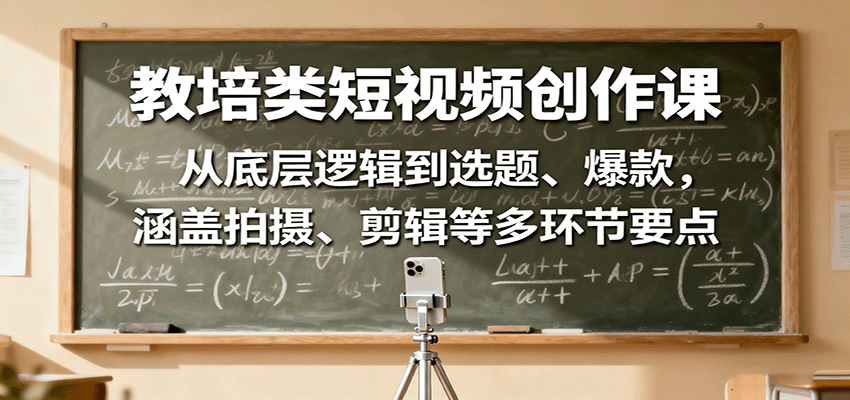 教培类短视频创作课：从底层逻辑到选题、爆款，涵盖拍摄、剪辑等多环节要点-千城资源网