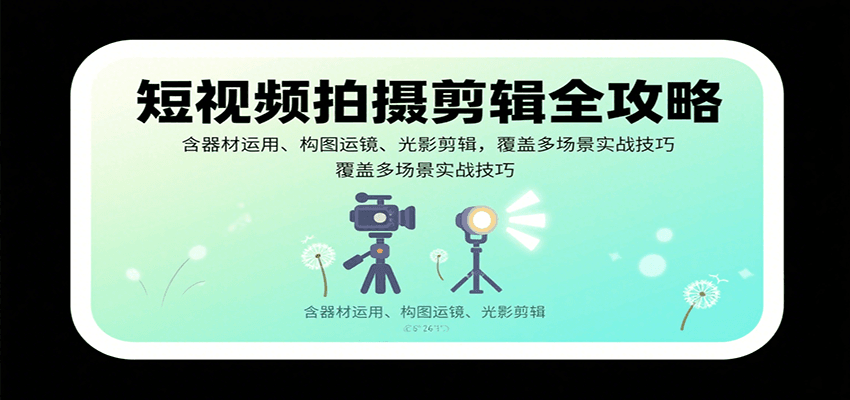 短视频拍摄剪辑全攻略：含器材运用、构图运镜、光影剪辑，覆盖多场景实战技巧-千城资源网
